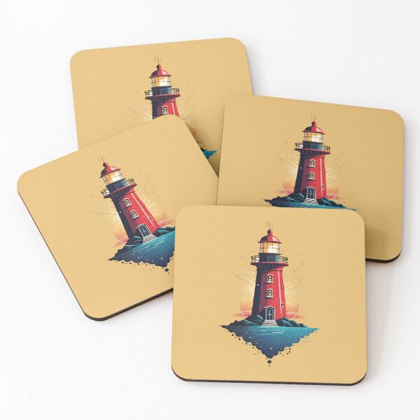 Item preview, Majestic Red Lighthouse at Night Graphic Art designed and sold by AlxVel.