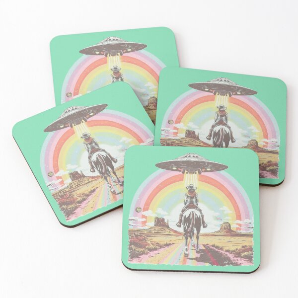 Item preview, Space Cowgirl UFO Rainbow Desert Fantasy Poster designed and sold by Vicky021.