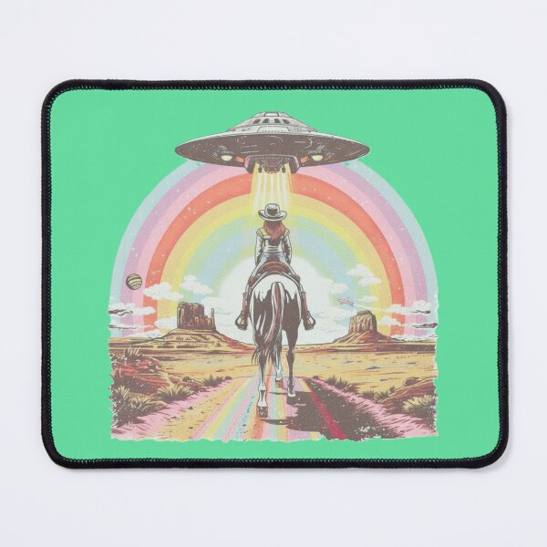 Item preview, Space Cowgirl UFO Rainbow Desert Fantasy Poster designed and sold by Vicky021.