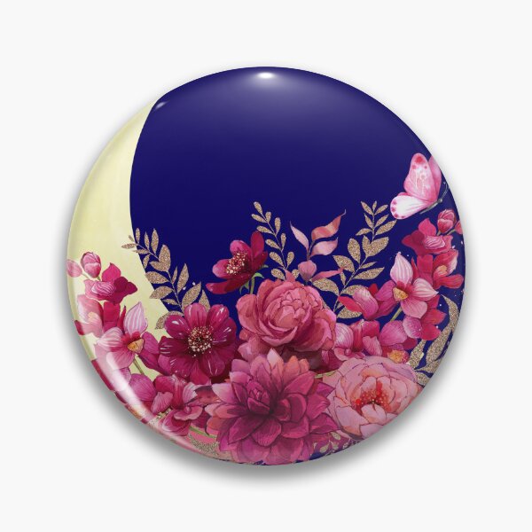 Item preview, Floral Crescent Moon Design – Pink Watercolor Flowers & Butterfly Aesthetic designed and sold by kpwi_maduwanthi.