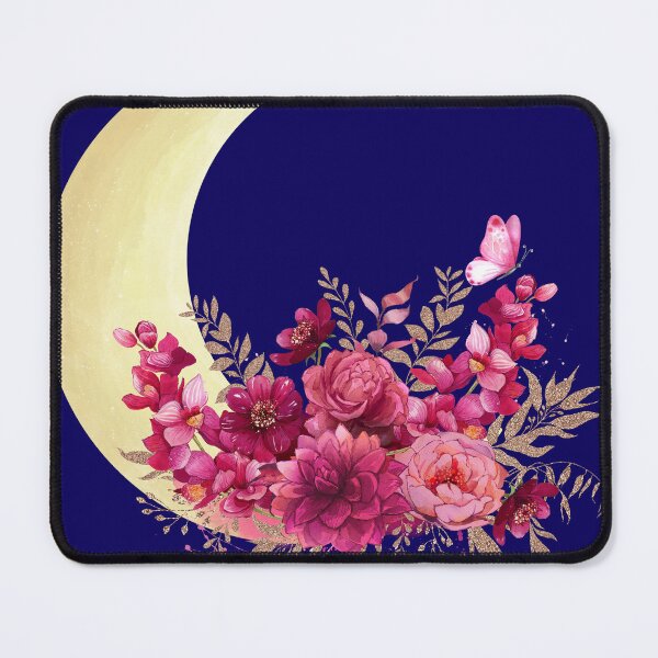 Item preview, Floral Crescent Moon Design – Pink Watercolor Flowers & Butterfly Aesthetic designed and sold by kpwi_maduwanthi.