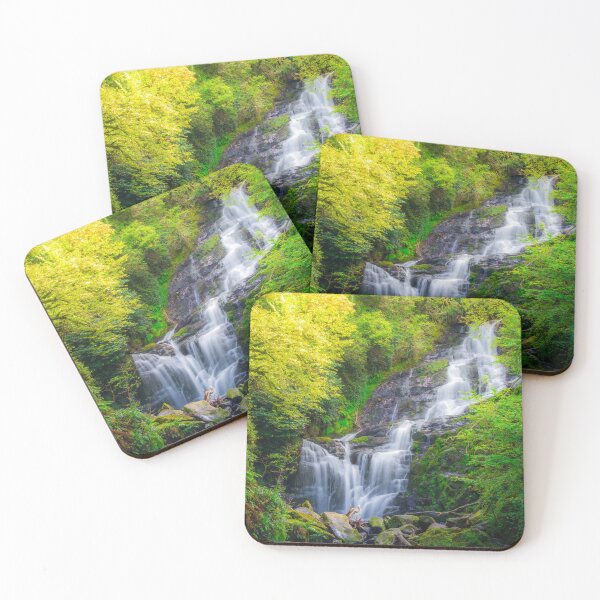 Item preview, Lush Green Forest Waterfall Cascading Through Woodland designed and sold by TheHikersEye.