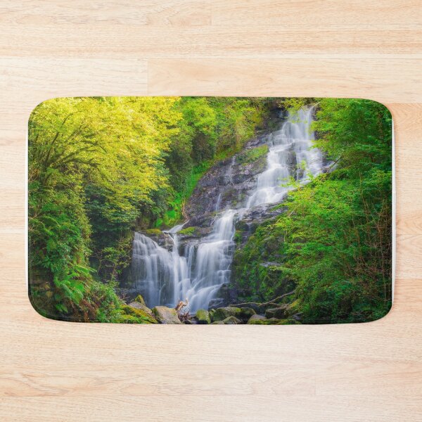 Item preview, Lush Green Forest Waterfall Cascading Through Woodland designed and sold by TheHikersEye.