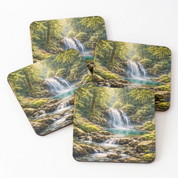 Item preview, Forest Waterfall Lush Woodland Stream designed and sold by Myra365Art.