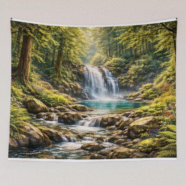 Item preview, Forest Waterfall Lush Woodland Stream designed and sold by Myra365Art.