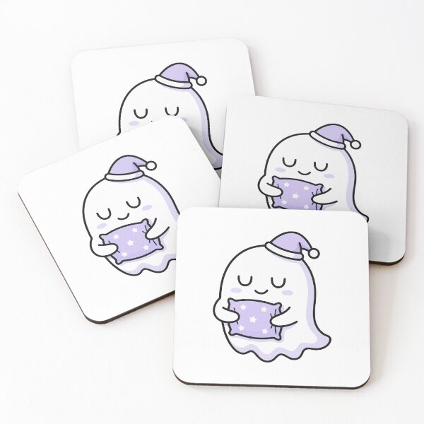 Item preview, Sleepy Ghost with Starry Pillow Kawaii Art designed and sold by ixavee.
