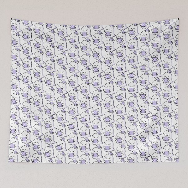 Item preview, Sleepy Ghost with Starry Pillow Kawaii Art designed and sold by ixavee.