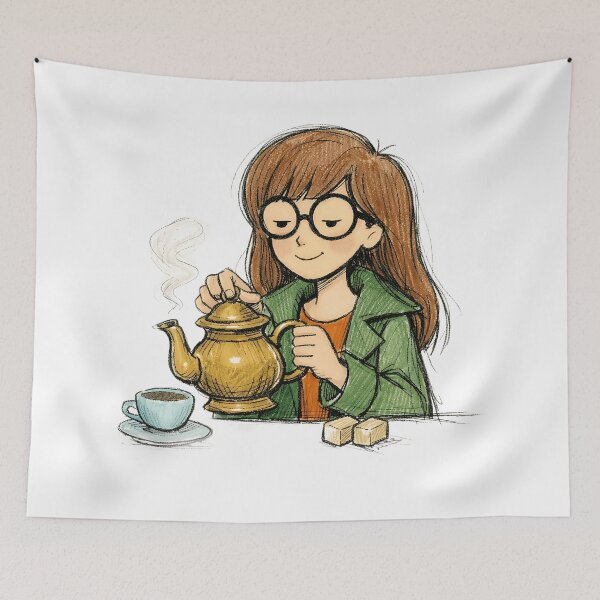 Item preview, DARIA WITH ANTIQUE TEAPOT designed and sold by LIS AND MELIVERSO.