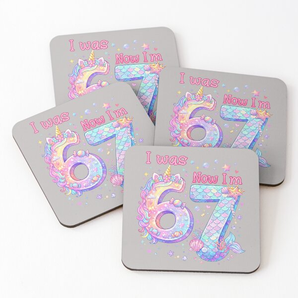Item preview, 7th Birthday Girl I was 6 Now I'm 7 Cute 67 Unicorn Mermaid designed and sold by mjohnson9.