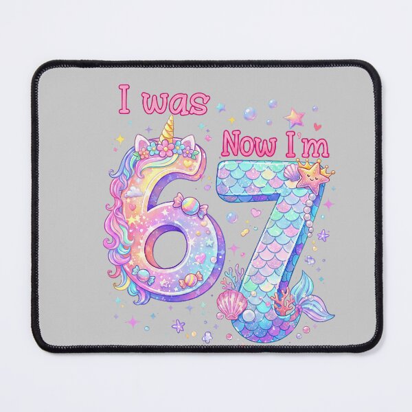 Item preview, 7th Birthday Girl I was 6 Now I'm 7 Cute 67 Unicorn Mermaid designed and sold by mjohnson9.