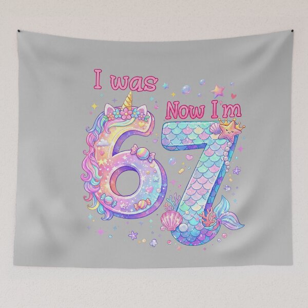 Item preview, 7th Birthday Girl I was 6 Now I'm 7 Cute 67 Unicorn Mermaid designed and sold by mjohnson9.