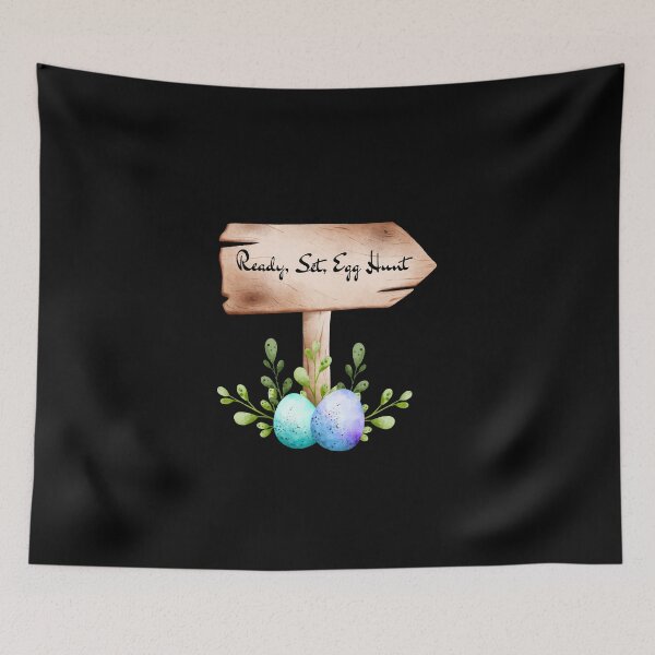 Item preview, Ready, Set, Egg Hunt Wooden Sign with Blue Eggs Sticker designed and sold by FestivityFinds.