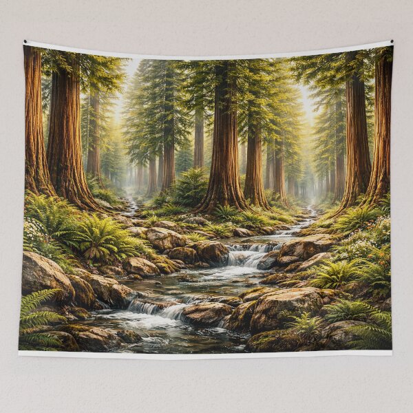 Item preview, Redwood Forest - Ancient Trees and Stream designed and sold by Myra365Art.