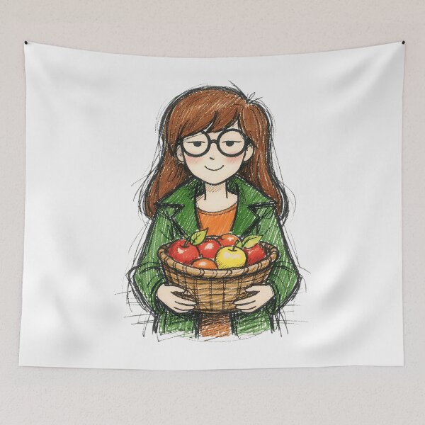 Item preview, Daria with Apple Basket designed and sold by LIS AND MELIVERSO.