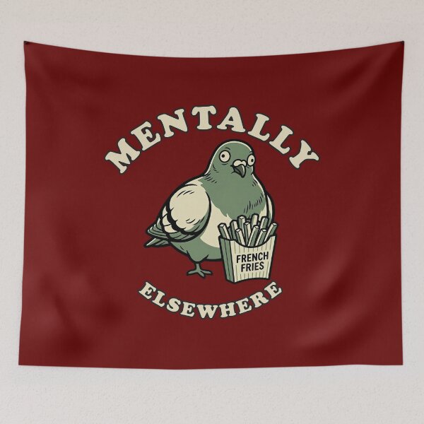 Item preview, Mentally Elsewhere | Funny Pigeon with French Fries Graphic designed and sold by Akio Saiko.