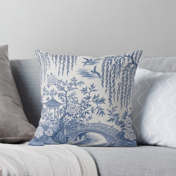 Item preview, Blue Willow Chinoiserie Pattern – Vintage Cobalt Porcelain Floral Wallpaper Design designed and sold by Tamas Das.