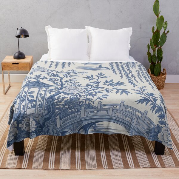 Item preview, Blue Willow Chinoiserie Pattern – Vintage Cobalt Porcelain Floral Wallpaper Design designed and sold by Tamas Das.