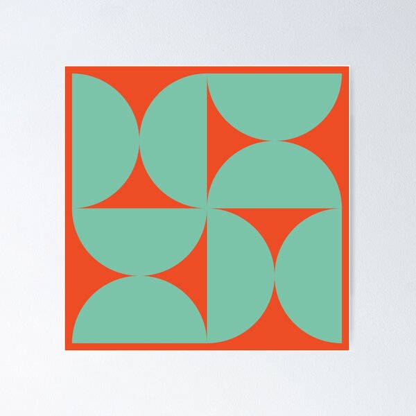 Item preview, Bold Bauhaus Mid Century Minimalism 6 Teal and Red designed and sold by colourpoems.
