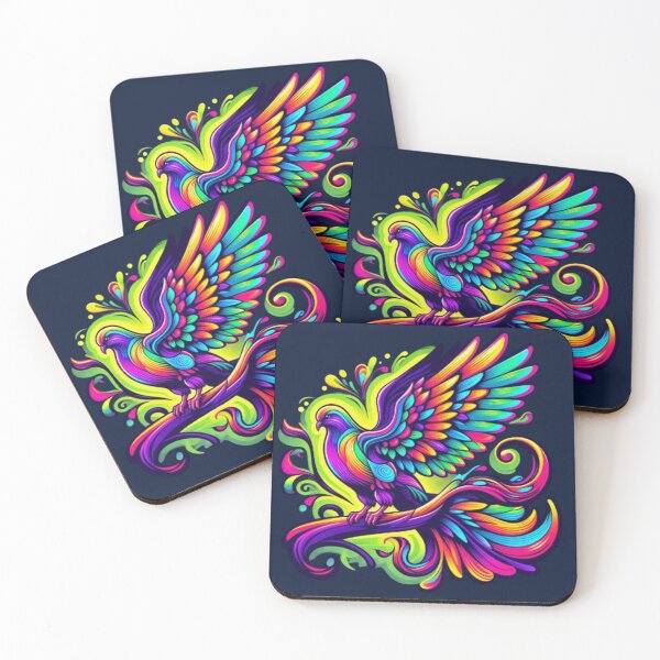 Item preview, Neon Phoenix Dove – Vibrant Bird Artwork designed and sold by Dogandesighn.
