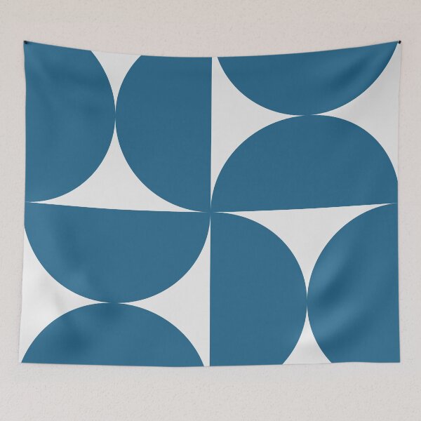 Item preview, Bold Bauhaus Mid Century Minimalism 21 Blue and White designed and sold by colourpoems.