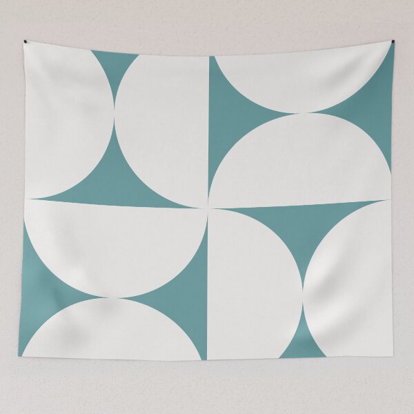 Item preview, Bold Bauhaus Mid Century Minimalism 22 Teal and White designed and sold by colourpoems.