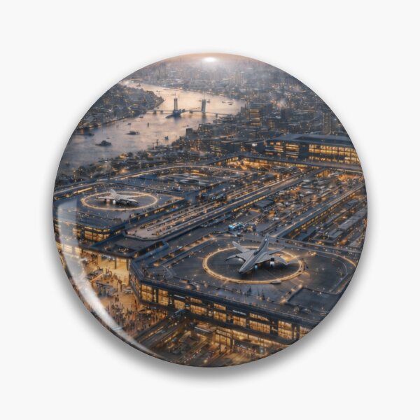 Item preview, Futuristic London Megacity Transport Hub | Tri-Jet Terminal Sci-Fi Cityscape designed and sold by Element Horizon Studio.