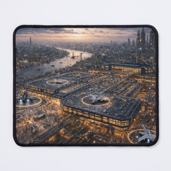 Item preview, Futuristic London Megacity Transport Hub | Tri-Jet Terminal Sci-Fi Cityscape designed and sold by Element Horizon Studio.