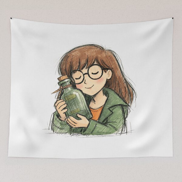 Item preview, Daria with vintage bottle designed and sold by LIS AND MELIVERSO.