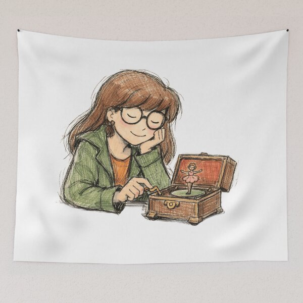 Item preview, DARIA WITH ANTIQUE MUSIC BOX designed and sold by LIS AND MELIVERSO.
