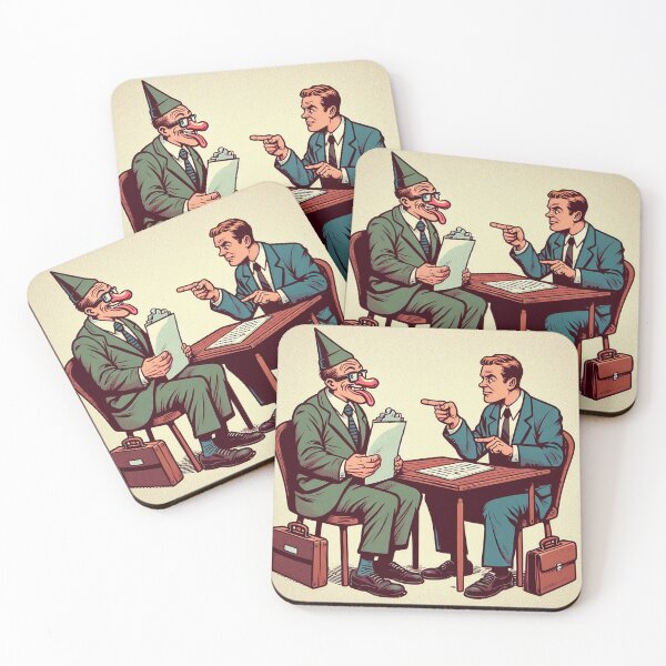 Item preview, The Job Interview – Corporate Satire Cartoon | Workplace Humor Illustration designed and sold by DiamondSkyShirt.