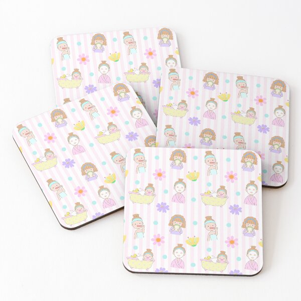 Item preview, Girl Self Care and Beauty Routine Seamless Pattern with Curly Hair Woman Bathing and Skincare Activity designed and sold by nuchz.