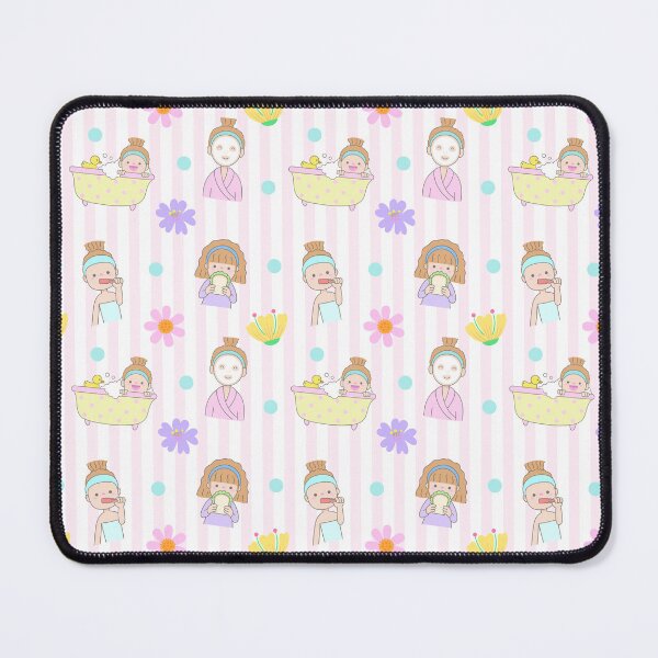 Item preview, Girl Self Care and Beauty Routine Seamless Pattern with Curly Hair Woman Bathing and Skincare Activity designed and sold by nuchz.