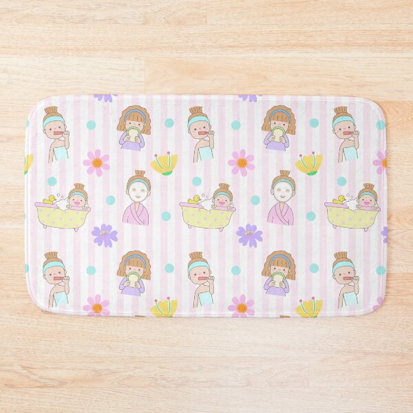 Item preview, Girl Self Care and Beauty Routine Seamless Pattern with Curly Hair Woman Bathing and Skincare Activity designed and sold by nuchz.