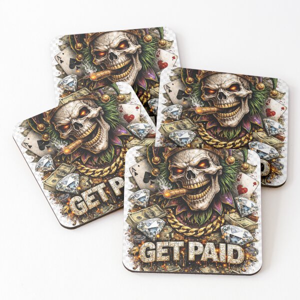 Item preview, Get Paid Joker Skull Streetwear Money Graphic Design designed and sold by Sunny Flamingo Studio.