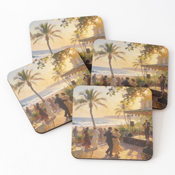 Item preview, Jazz Beach Nightclub Painting, Dancing Crowd, Musicians &  Sunset, Beach Views, Wall Art designed and sold by BlareBlare.