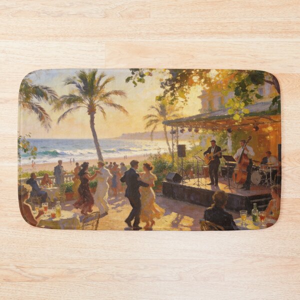 Item preview, Jazz Beach Nightclub Painting, Dancing Crowd, Musicians &  Sunset, Beach Views, Wall Art designed and sold by BlareBlare.