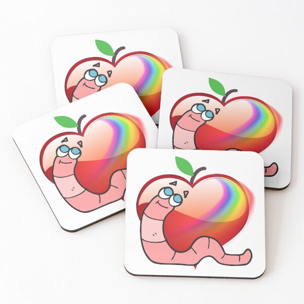 Item preview, Cute Cartoon Heart-Shaped Apple With Friendly Worm designed and sold by Love3Happy.