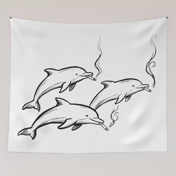 Item preview, Funny Smoking Dolphins Sketch - Cool Dolphin Squad Hand Drawn Art designed and sold by seven things shop.