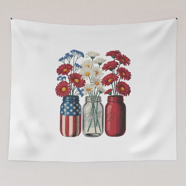Item preview, American Flag Mason Jar Daisies designed and sold by FaithAbbott.
