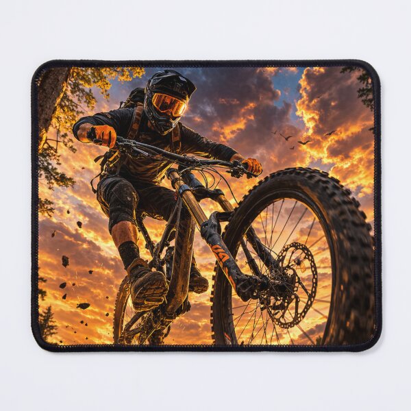 Item preview, Epic Mountain Biker Jump at Sunset designed and sold by AndreBarnard.