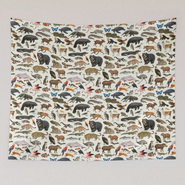 Item preview, Animals of South America Retro Wildlife Identification Chart designed and sold by kakarikihill.