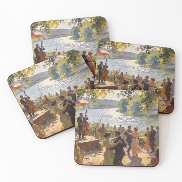 Item preview, Lively Jazz Club Scene Artwork, People Dancing & Drinking by  River in Impressionism Style designed and sold by BlareBlare.