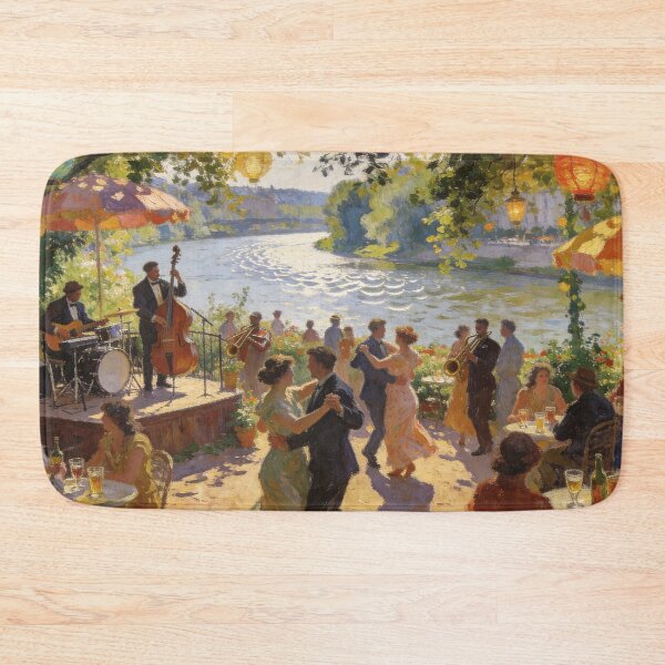 Item preview, Lively Jazz Club Scene Artwork, People Dancing & Drinking by  River in Impressionism Style designed and sold by BlareBlare.