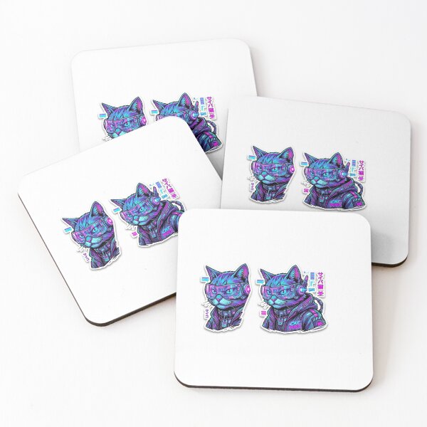 Artikelvorschau, Cyberpunk-Katze mit Neon-Visierbrille entworfen und verkauft von COLOREBEL.