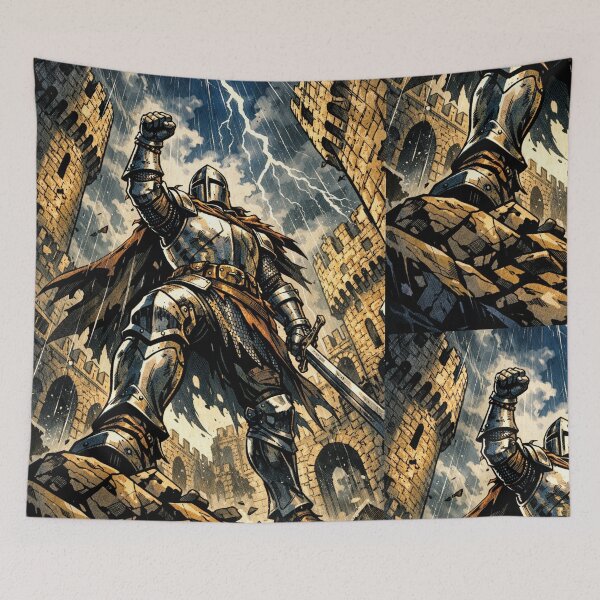 Item preview, Victorious Knight in Stormy Castle Battle designed and sold by AndreBarnard.