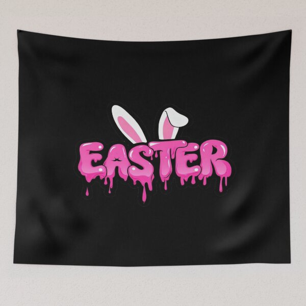 Item preview, Bold Dripping Easter Text Graphic – Pink Slime Lettering with Bunny Ears for Trendy Easter Designs designed and sold by Bright Nest Studio.