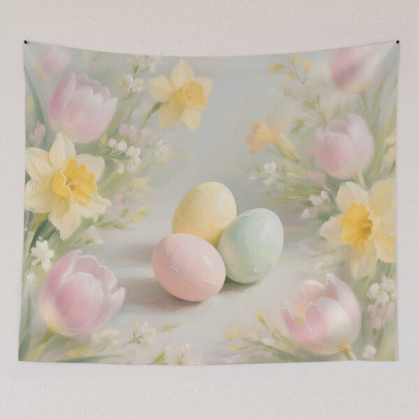Item preview, Pastel Easter Eggs with Spring Flowers – Soft Cottagecore Spring Botanical Painting designed and sold by cr6zym1nd.