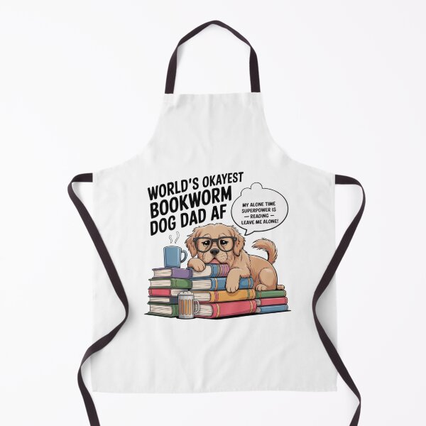 Item preview, World's Okayest Bookworm Dog Dad AF Tee | Reading Superpower Puppy T-Shirt designed and sold by Ashley critters.