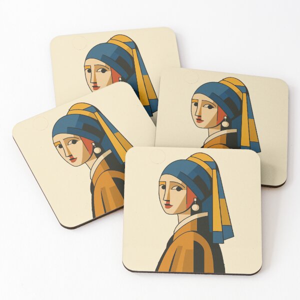 Item preview, Geometric Girl with a Pearl Earring – Modern Abstract Art Illustration designed and sold by Cosmicstar887.