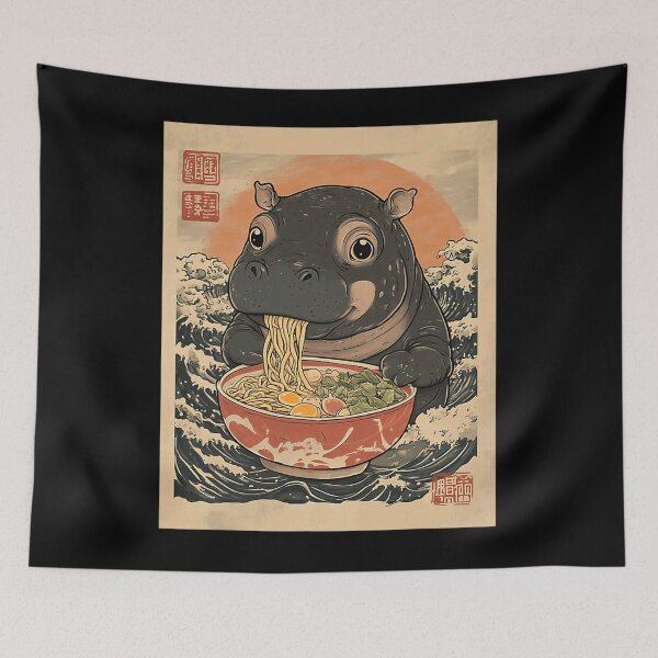 Item preview, Moo Deng Hippo Eat Ramen For Japanese Fan Kawaii Anime For Fan designed and sold by BA-2L.